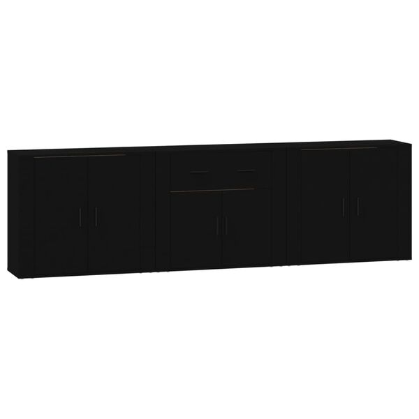 vidaXL Sideboards 3 pcs Black Engineered Wood