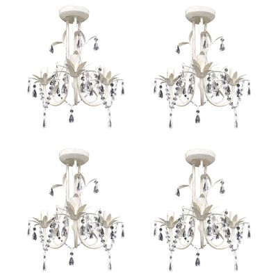vidaXL Crystal Pendant Ceiling Lamp Chandeliers 4 pcs Elegant White