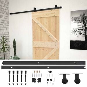 vidaXL Sliding Door 90 x 210 cm Solid Pine Wood Natural and Black