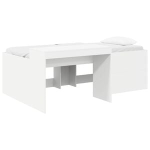 vidaXL Kids'High Bed Frame with Desk White 75 x 190 cm