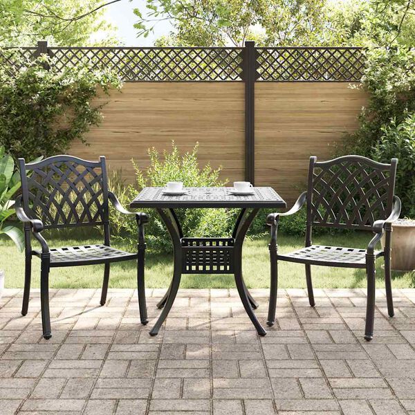 vidaXL Garden Table Set 3 pcs Black Cast Aluminium