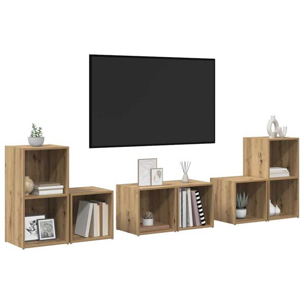 vidaXL TV Cabinet Set Wall-mounted 6 pcs Artisan Oak Engineered Wood