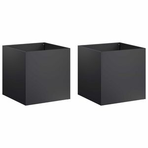 vidaXL Garden Planter 2 pcs Black 45 x 45 x 45 cm Cold-rolled Steel