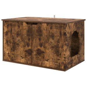 vidaXL Cat House Smoked Oak 85 x 55 x 50.5 cm Engineered Wood