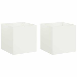vidaXL Garden Planter 2 pcs White 25 x 25 x 25 cm Cold-rolled Steel