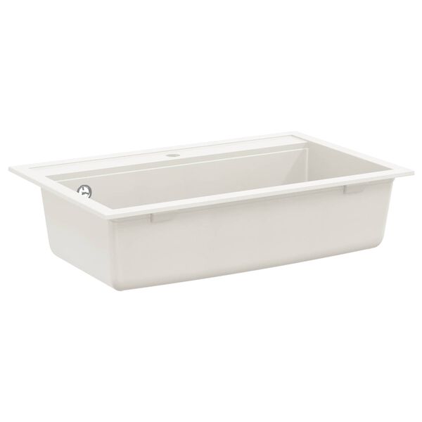 vidaXL Granite Kitchen Sink Single Basin White