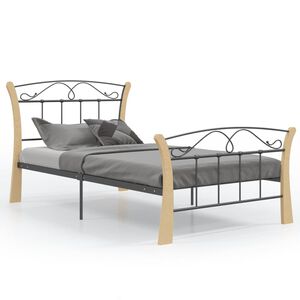 vidaXL Bed Frame without Mattress Black Metal 100x200 cm