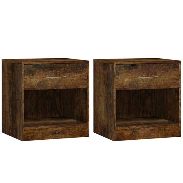 vidaXL Bedside Cabinets 2 pcs with Drawer Smoked Oak