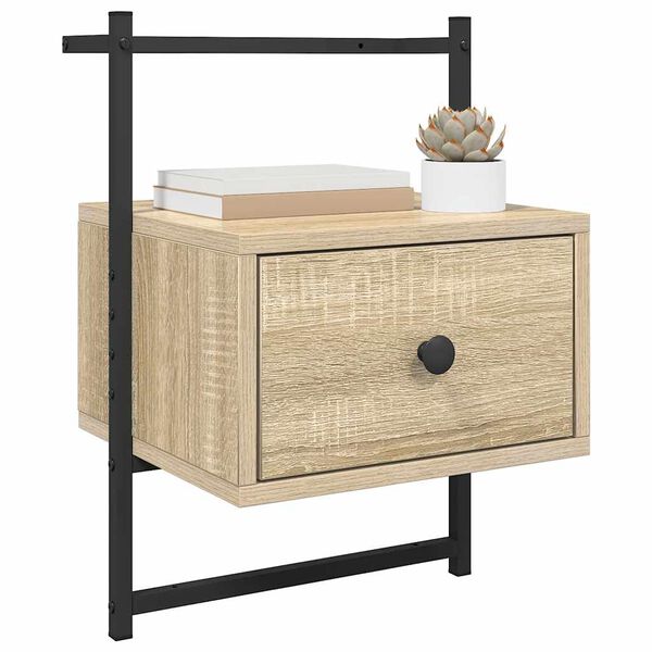 vidaXL Bedside Cabinet Wall-mounted Sonoma Oak 35x30x51 cm Engineered Wood