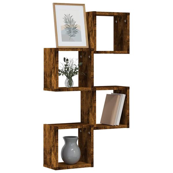vidaXL Wall Shelves 4 pcs Smoked Oak 26 x 15 x 26 cm Engineered Wood