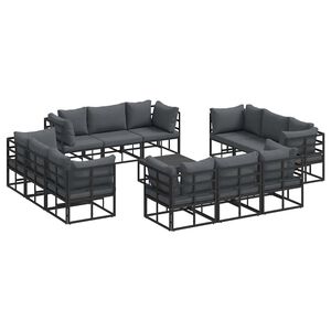 vidaXL Garden Sofa Set 13 pcs Black Metal