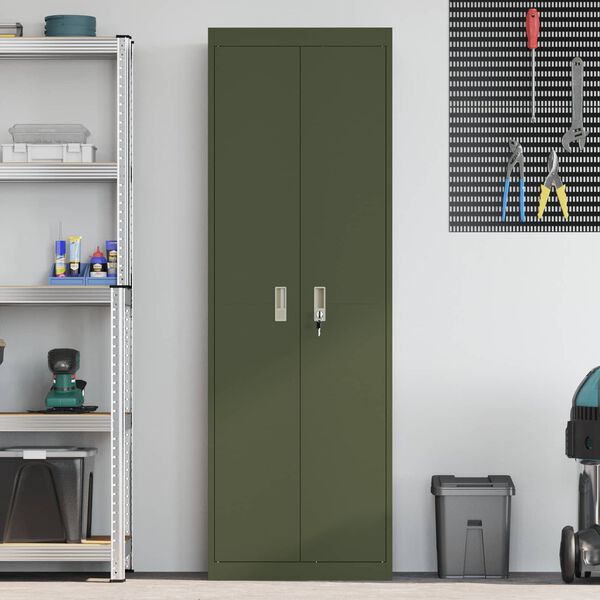 vidaXL Storage Cabinet with Storage 2 pcs Olive Green 60 x 40 x180 cm