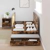 vidaXL Storage Bed Frame with Drawer Smoked Oak 90 cm Engineered Wood