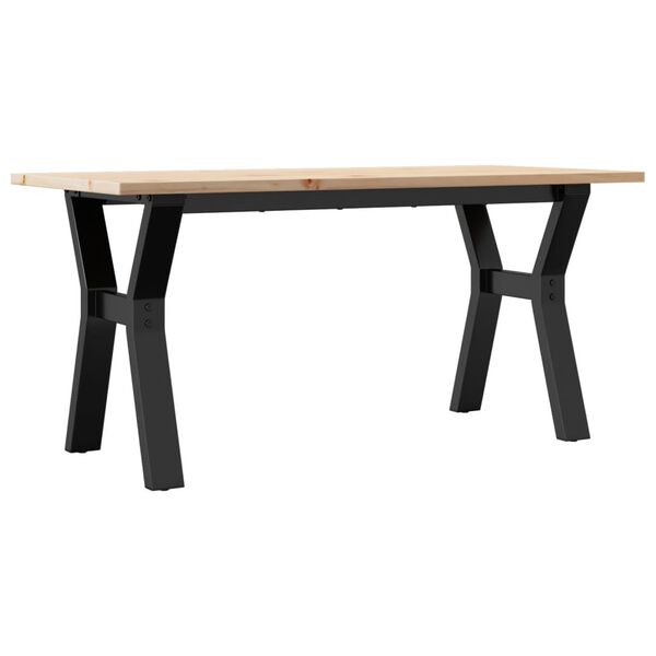 vidaXL Coffee Table Y-Frame 100x50x45 cm Solid Wood Pine and Steel