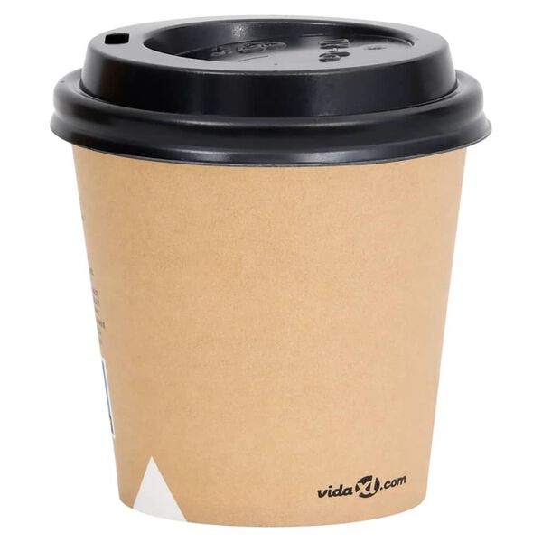 vidaXL Coffee Paper Cups with Lids 120 ml 500 pcs Brown