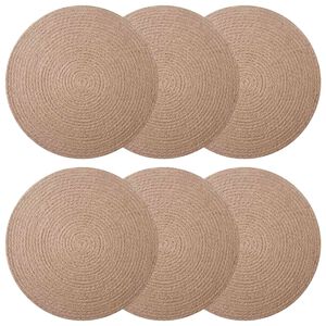 vidaXL Jute Placemets 6 pcs Natural 100% Tossa Jute