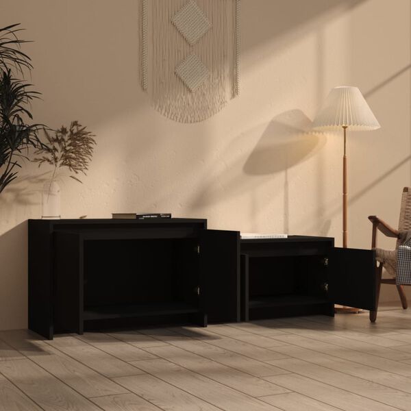 vidaXL TV Cabinet Black 146.5x35x50 cm Engineered Wood