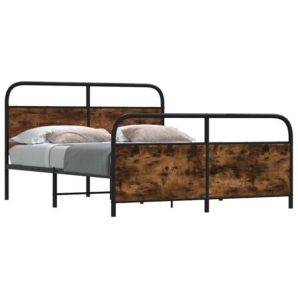 vidaXL Metal Bed Frame without Mattress Smoked Oak 180x200 cm Super King