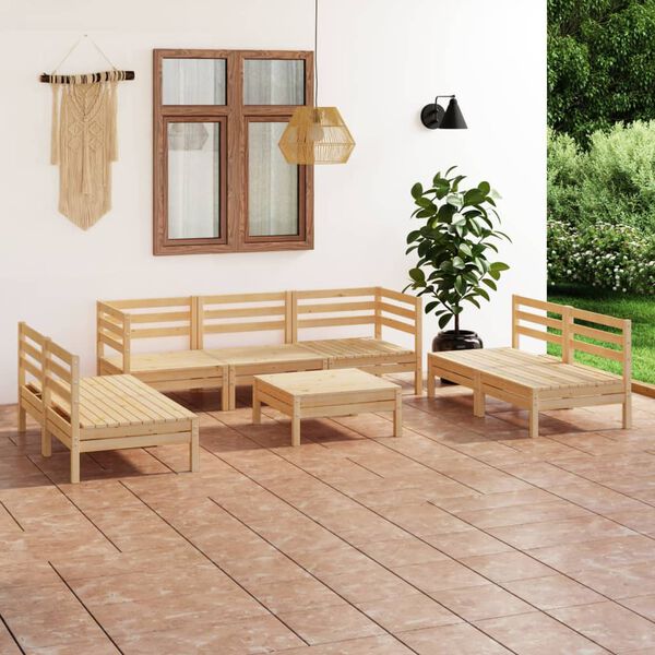 vidaXL 8 Piece Garden Lounge Set Solid Pinewood
