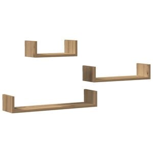 vidaXL Wall Shelves 3 pcs Artisan Oak Engineered Wood