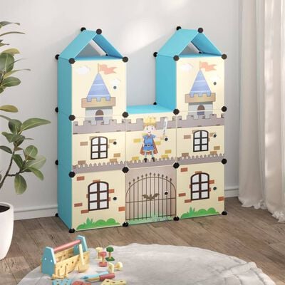 vidaXL Cube Storage Cabinet for Kids with 8 Cubes Blue PP