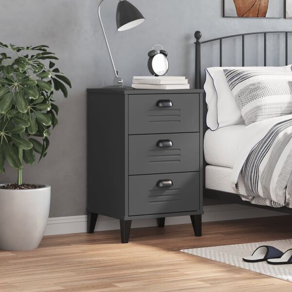 vidaXL Bedside Cabinet VIKEN Anthracite Grey Engineered Wood