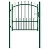 vidaXL Fence Gate with Spikes Steel 104x97 cm Green