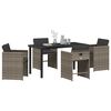 vidaXL Garden Dining Set with Cushion 5 pcs Grey Poly Rattan