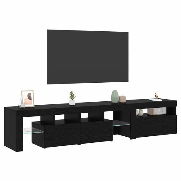 vidaXL TV Cabinet 2 pcs Black Oak 200 x 37 x 40 cm Engineered Wood