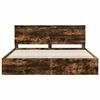 vidaXL Bed Frame Smoked Oak 200 x 200 cm Solid Pine Wood