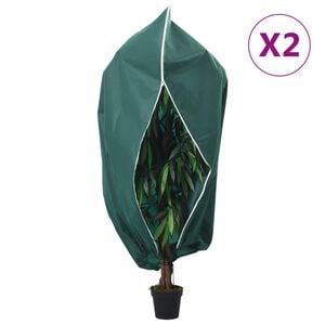 vidaXL Plant Fleece Covers with Zip 2 pcs 70 g/m&sup2; 1x1.55 m