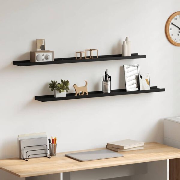 vidaXL Wall Shelves 2 pcs Black 100x9x3 cm