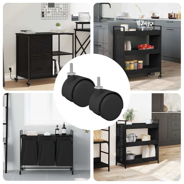 vidaXL Caster 2 pcs Black and Silver 37.8 x 40 mm Iron and PP