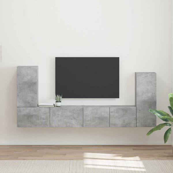 vidaXL TV Cabinet Set 4 pcs Concrete Grey Engineered Wood