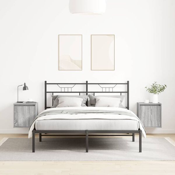 vidaXL Wall-Mounted Bedside Cabinets 2 pcs Grey Sonoma 38x34x40 cm
