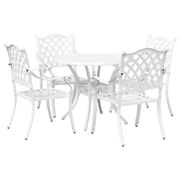 vidaXL Garden Dining Set 5 pcs White Aluminium