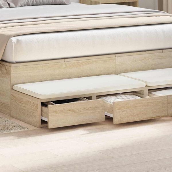 vidaXL Bed Drawers Sonoma Oak 160 x 36.5 x 16.5 cm Engineered Wood