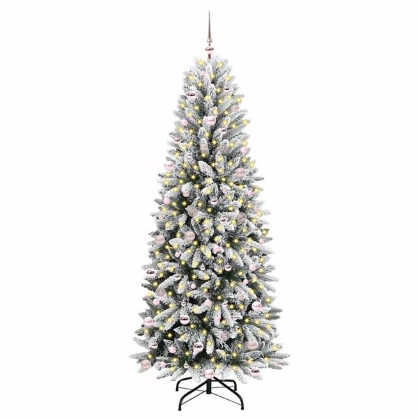 vidaXL Artificial Christmas Tree with 300 LEDs with Stand White 240 cm