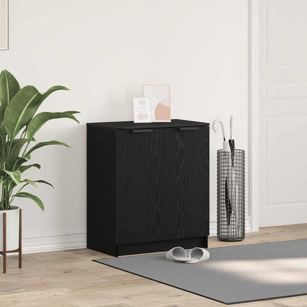 vidaXL Shoe Cabinet Black Oak 59 x 35 x 70 cm Engineered Wood