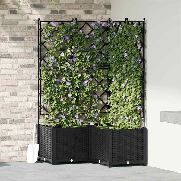 vidaXL Garden Planter 3 pcs Black 80 x 80 x 143 cm Steel