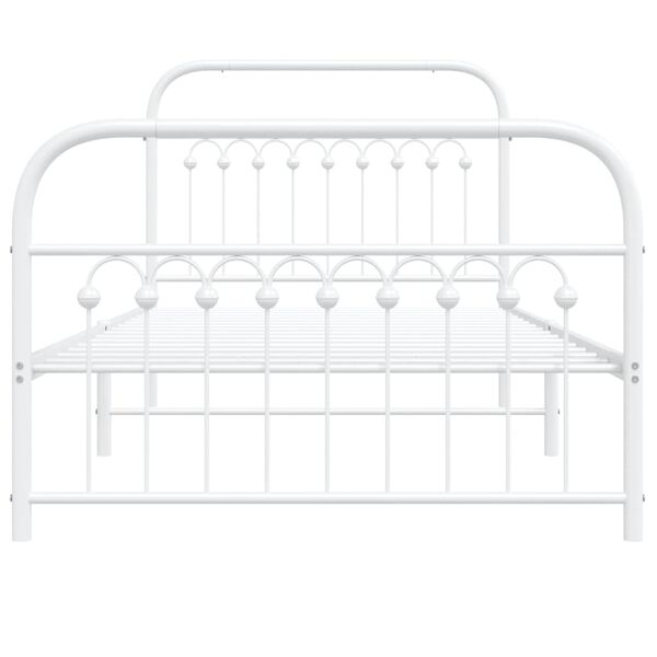 vidaXL Metal Bed Frame without Mattress with Footboard White 100x190cm