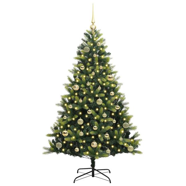 vidaXL Artificial Hinged Christmas Tree 150 LEDs Green 150 cm