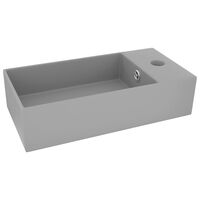 vidaXL Bathroom Sink with Overflow Ceramic Light Grey