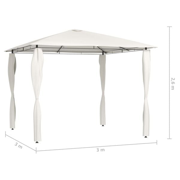 vidaXL Gazebo with Post Covers 3x3x2.6 m Cream 160 g/m&sup2;