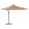 vidaXL Garden Parasol with Steel Pole Brown 290x290x238 cm