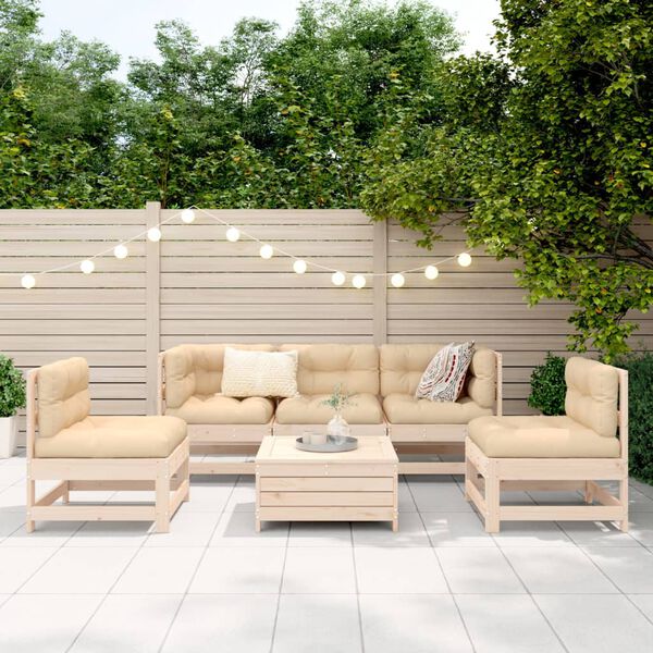 vidaXL 6 Piece Garden Sofa Set Solid Wood Pine