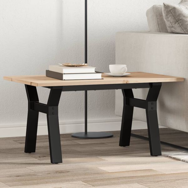 vidaXL Coffee Table Y-Frame 80x50x40 cm Solid Wood Pine and Steel