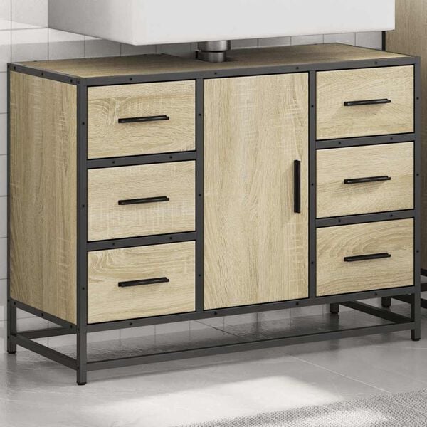 vidaXL Bathroom Sink Cabinet Sonoma Oak 80x33x60 cm Engineered Wood
