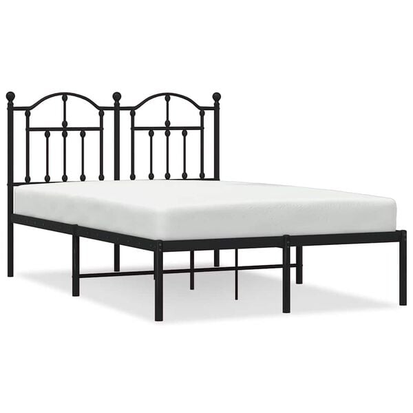 vidaXL Metal Bed Frame without Mattress with Headboard Black 120x200cm