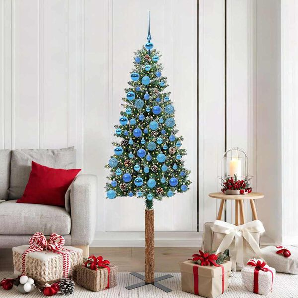 vidaXL Slim Christmas Tree Green 180 cm PVC and Solid Pine wood